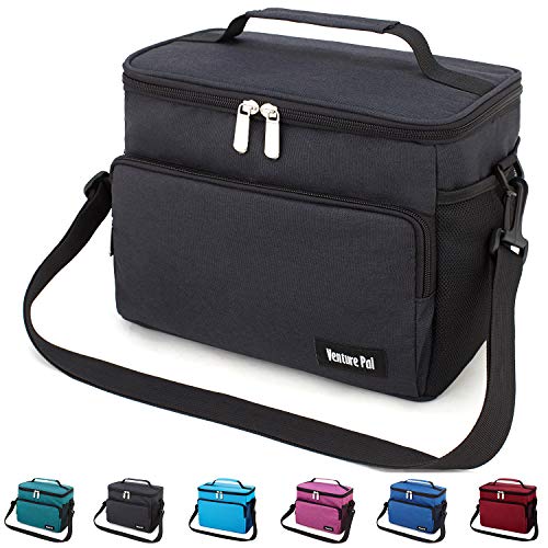 Leakproof Reusable Insulated Cooler Lunch Bag - Office Work Picnic Hiking Beach Lunch Box Organizer with Adjustable Shoulder Strap for Women,Men-Black