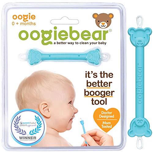 oogiebear - The Safe Baby Nasal Booger and Ear Cleaner - Baby Shower Registry Essential | Easy Baby Nose Cleaner Gadget for Infants and Toddlers | Dual Earwax and Snot Removal (Blue, Single)