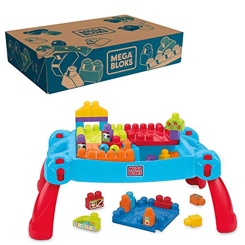 Mega Bloks First Builders Build 'n Learn Table with Big Building Blocks, Building Toys for Toddlers (30 Pieces)