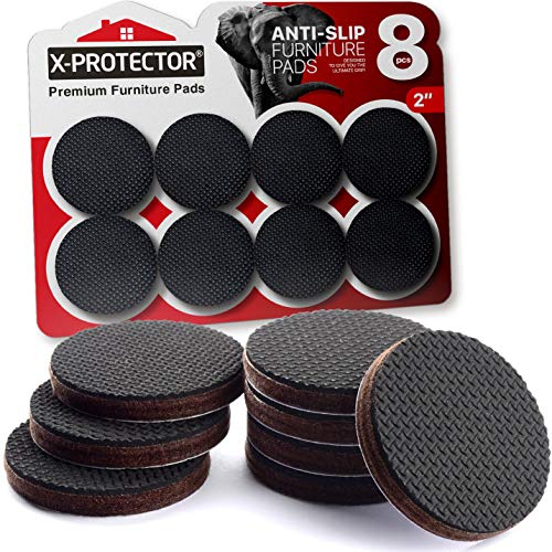 Non Slip Furniture Grippers X-PROTECTOR – Premium 8 pcs 2” Furniture Pads! Best SelfAdhesive Rubber Feet for Furniture Feet – Ideal Non Skid Furniture Floor Protectors for Fixation in Place Furniture