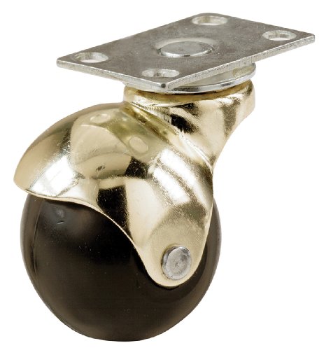 Shepherd Hardware 9517 2-Inch Office Chair Plate Caster, Bright Brass Hooded Ball,Black