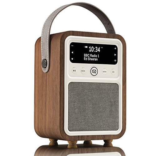 VQ Monty HD Digital Radio with AM & FM, Bluetooth & Alarm Clock ShortWave Radio – Real Wood Case Walnut