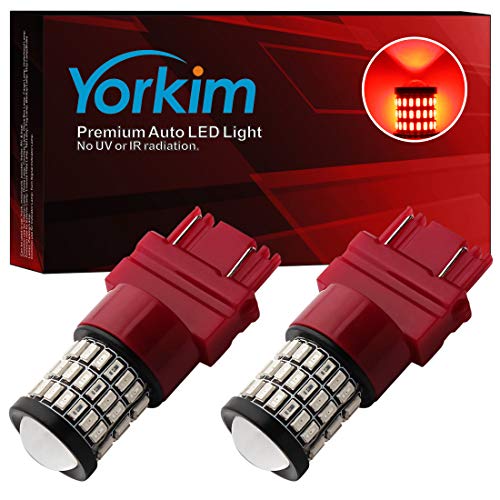 Yorkim 3157 Led Bulb Red Ultra Bright, 3157 Led Brake Lights, 3157 Led Backup Reverse Lights, 3156 Led Tail Lights with Projector - 3056 3156 3057 4057 4157 T25 Led Bulbs, Pack of 2