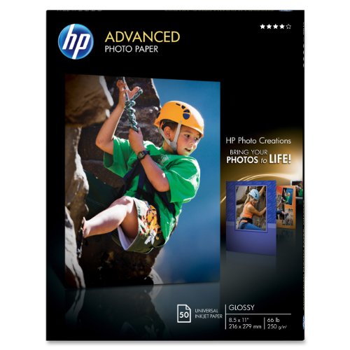 HP Glossy Advanced Photo Paper for Inkjet, 8.5 x 11 Inches, 50 Sheets (Q7853A)