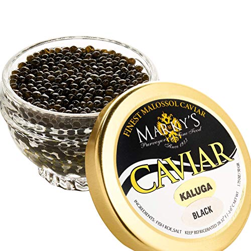 Marky’s Premium Kaluga Hybrid Sturgeon Black Caviar – 2 oz - Malossol Kaluga Black Roe – GUARANTEED OVERNIGHT