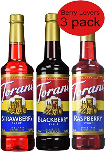Torani Syrup Berry Lovers 3 Pack, Raspberry, Strawberry and Blackberry