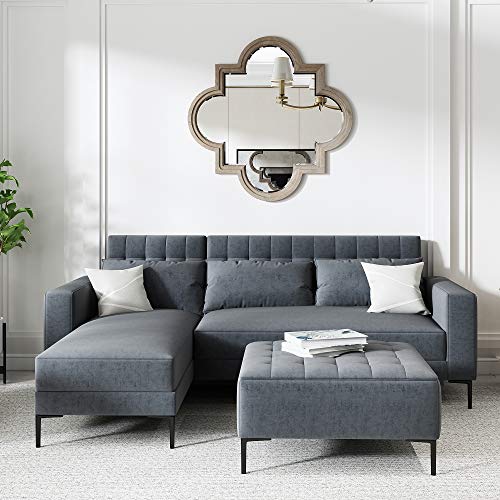 Sectional Sofas 3-Seat Sofa Bed 86.6INCH Sofa Bed Set with Ottoman and 3 Pillows Sectional Sofas with Chaise Lounge and Ottoman L Shape Sectional Couch Sleeper Couch Bed