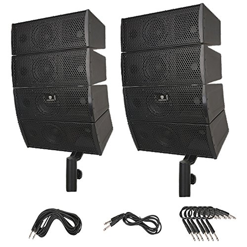 PRORECK Club A 4X4 Passive Line Array Speaker System Sets with Connecting Cables Eight Tweeter and Eight mid-tweeters, 8 Ohms Impedance
