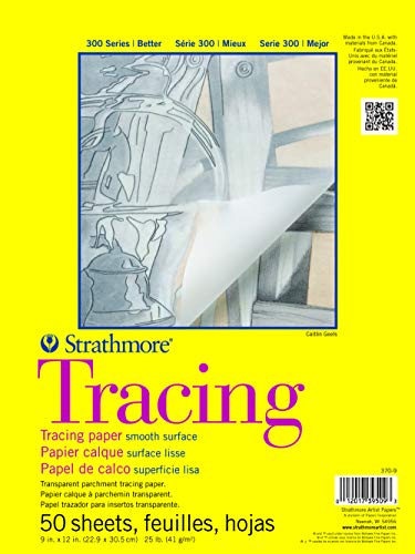 Strathmore 370-9 300 Series Tracing Pad, 9'x12' Tape Bound, 50 Sheets,White.