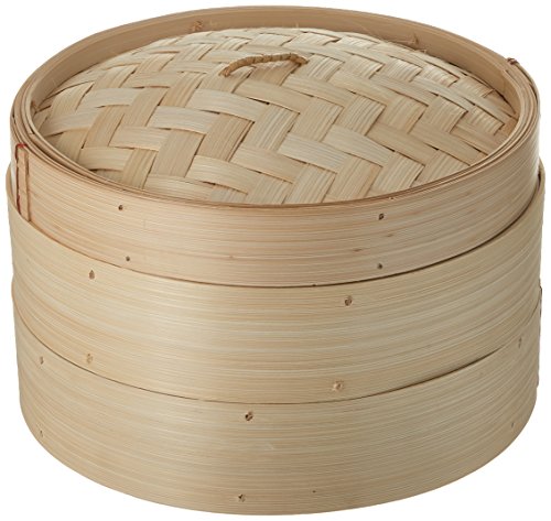 Trademark Innovations 3 Piece Bamboo Steamer, Standard, Tan