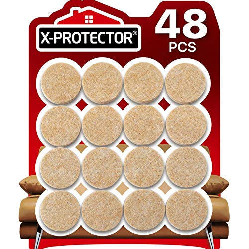 Felt Furniture Pads X-PROTECTOR - 48 Premium Felt Pads Floor Protector Beige - Chair Felts Pads for Furniture Feet Wood Floors - Best Furniture Pads for Hardwood Floors - Protect Your Wood Floors!