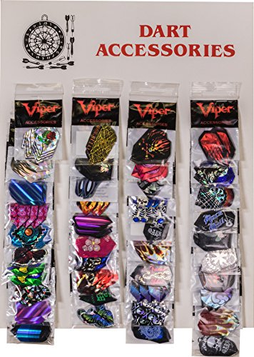 Viper Assorted 2D Glitter Dart Flights on Display Card: 40 Sets of Mixed (Standard and Slim) Flights, 120 Pieces