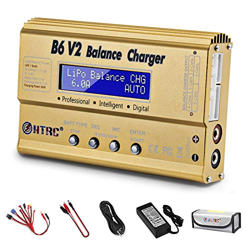 LiPo Battery Charger 1S-6S Balance Discharger Digital Battery Pack Charger for NiMH/NiCD/Li-Fe Packs w/LCD Display Hobby Battery Chargers w/Tamiya/JST/EC3/HiTec/Deans Connectors + Power Supply