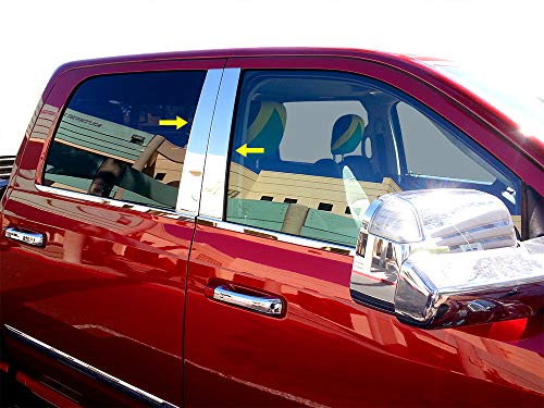 Made in USA! Compatible with 2009-2018 Dodge Ram 1500 Crew/2010-2018 Ram Mega Cab 4PC Stainless Steel Chrome Pillar Post Trim