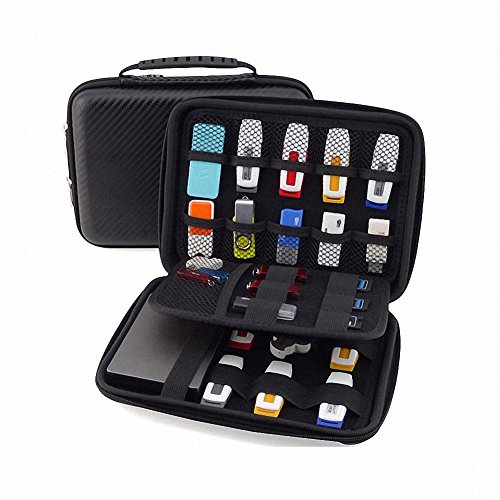 [USB Flash Drive Case / Hard Drive Case] - GUANHE Universial Portable Waterproof Shockproof Electronic Accessories Organizer Holder / USB Flash Drive Case Bag / Hard Drive Case Bag - Black