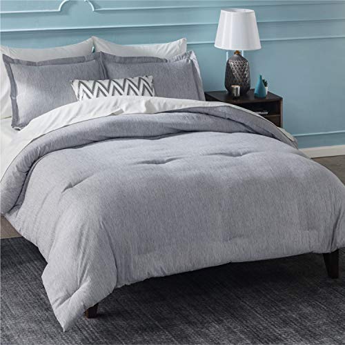 Bedsure Queen Comforter Set, Bed Comforter Queen Set, Grey Comforter Queen Set, Cationic Dyeing Queen Comforter with Pillow Shams(Queen/Full, 88x88 inches, 3 Pieces)