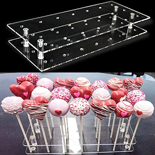 Goabroa Cake Pop Display Stand, 21 Hole Clear Acrylic Lollipop Holder Weddings Baby Showers Birthday Parties Anniversaries Halloween Candy Decorative (21 Hole)