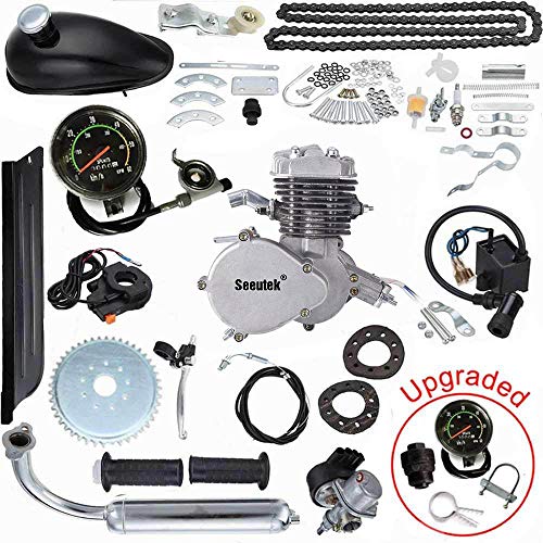 Seeutek PK80 80cc Bicycle Engine Kit 2-Stroke Gas Motorized Bike Motor Kit Upgrade with Speedoemter