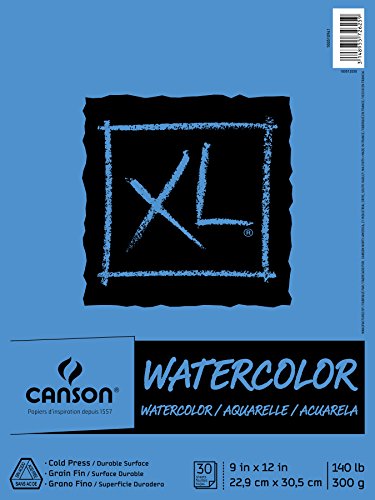 Canson (100510941) XL Series Watercolor Pad, 9' x 12', Fold-Over Cover, 30 Sheets