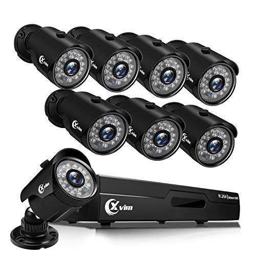 XVIM 1080P H.264 Home Wired Security Cameras System, 8CH 1080P HD DVR 8pcs 1080P 1920TVL Outdoor Indoor Waterproof Surveillance Cameras with Live Viewing 85FT Night Vision(No HDD)
