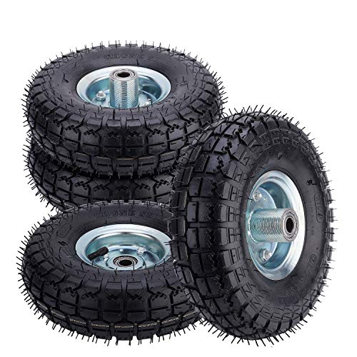 Ensy Heavy Duty Tubeless Hand Truck/Utility Tire Wheel 10 inch Replacement Tire for Hand Truck, Cart,Dolly,with 5/8” Ball Bearing 500 lbs Load Capacit Two Tires