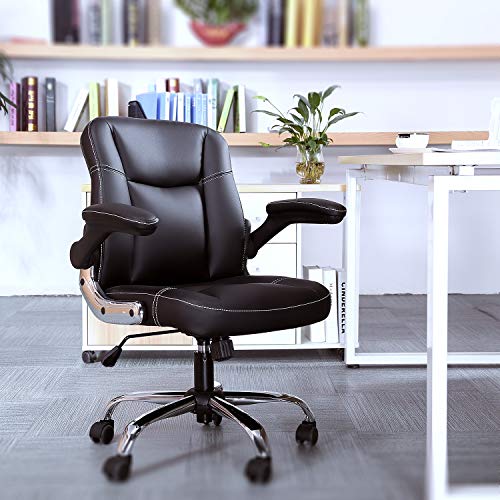 Mid-Back Ergonomic Office Faux PU Leather Chair Executive Computer Desk Chairs Managerial Executive Chairs