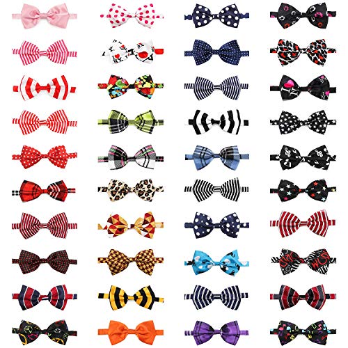 Dog Bow Ties, 40 PCS Segarty Pet Neck Ties, Bulk Adjustable Bowties Collar Grooming Bowknot Accessories for Daily Wearing Birthday Photography Holiday Festival Valentine Party Gift for Puppy Dogs Cats