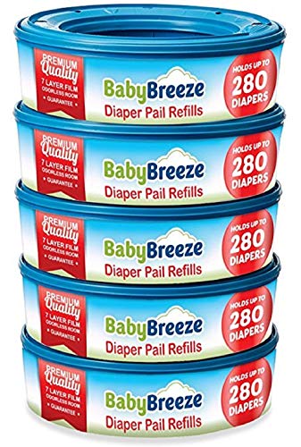 Diaper Pail Refill Bags for Playtex Diaper Genie - 1400 Count (5-Pack) - By BabyBreeze