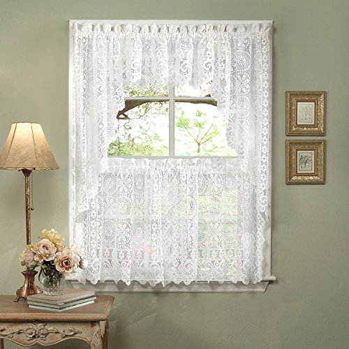 Sweet Home Collection 5 Pc Kitchen Curtain Set, Swag Pair, Valance, Choice of 24' or 36' Tier Pair