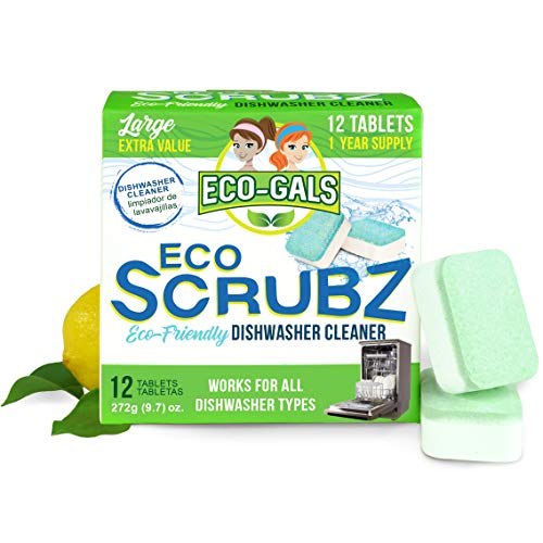 Eco-Gals Eco Scrubz Deep Dishwasher Machine Cleaner Unscented, 12 Count Tablets - 1 Year Supply
