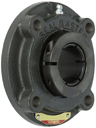 Sealmaster SFC-24T Standard Duty Piloted Flange Cartridge Unit, 4 Bolt, Regreasable, Felt Seals, Skwezloc Collar, Cast Iron Housing, 1-1/2' Bore, 5-1/4' Overall Length, 3-3/32' Bolt Hole Spacing Width, 7/16' Flange Height