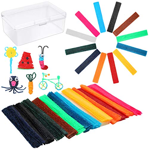 600 Pieces Wax Craft Sticks Flexible Wax Yarn Sticks Molding Sculpting Sticks in 13 Colors with Plastic Storage Box for Handicraft DIY Project Supplies