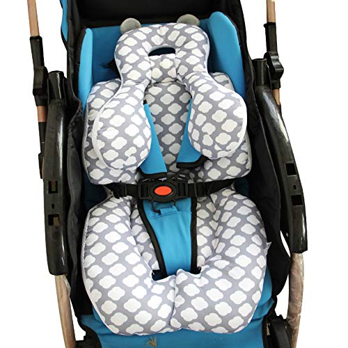 AIPINQI Head and Body Support Pillow with Neck Support for Baby Car Seat and Strollers, Cloud