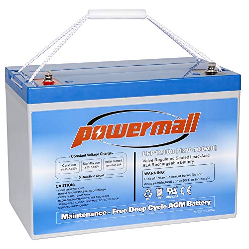 Powermall 12V 100AH Sealed Rechargeable Deep Cycle Battery, Replace UB121000 ML100-12 NPG12-100Ah, for Solar Off Grid Boat Camper Van Cargo Trailer Scooter Wheelchair