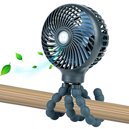 Mini Handheld Personal Portable Fan, Baby Stroller Fan, Car Seat Fan, Desk Fan, with Flexible Tripod Fix on Stroller/Student Bed/Bike/Crib/Car Rides, USB or Battery Powered (Dark Blue)