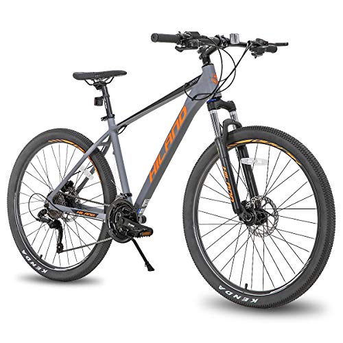 Hiland 27.5 Inch Mountain Bike 27-Speed MTB Bicycle for Man with 19.5 Inch Frame Suspension Fork Urban Commuter City Bicycle Grey