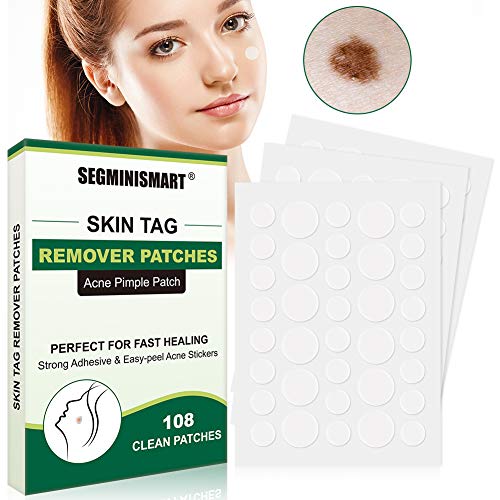 Skin Tag Remover Patches, Mole Remover, Acne Pimple Healing Patches, Covers and Conceals Skin Tags, Skin Treatment, Facial Stickers, Two Sizes(108 Patches)
