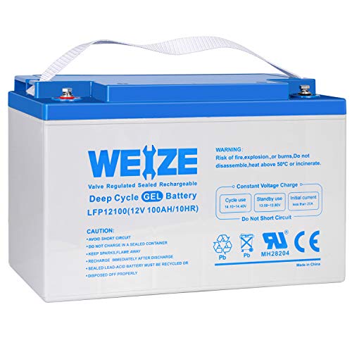 Weize 12V 100AH Pure Gel Deep Cycle Rechargeable Battery, for Solar Power System RV House Trolling Motor Wheelchair, Universal