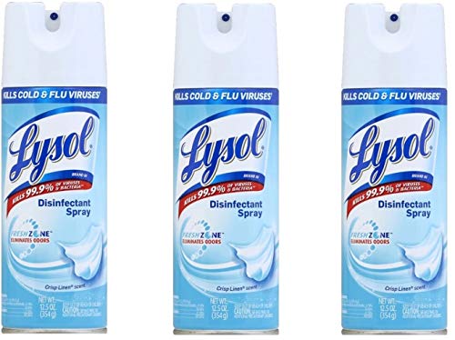 3 Pack Household Cleaning Spray, Crisp Linen Scent, 12.5 oz Per Can