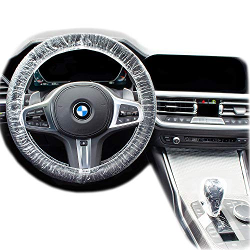 Disposable Steering Wheel Covers - 200 Piece Set of Clear Plastic Steering Wheel Cover and Gear Selector Covers