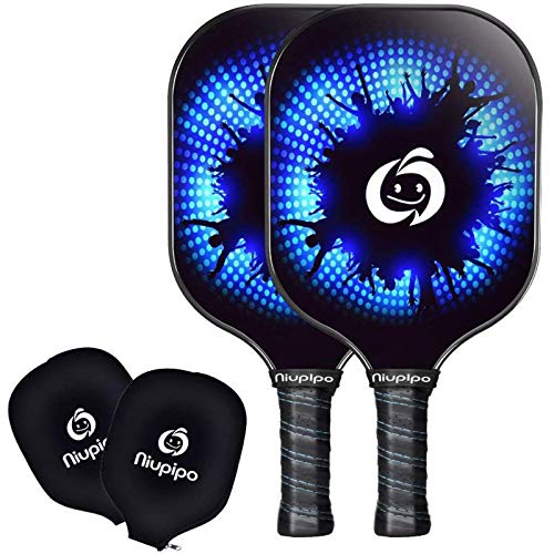 niupipo Pickleball Paddle Set of 2 - USAPA Approved Graphite Pickleball Paddles, Carbon Fiber Surface, Polypropylene Honeycomb Core, Cushion Grip, Paddle Covers, Lightweight Pickleball Racket, Blue