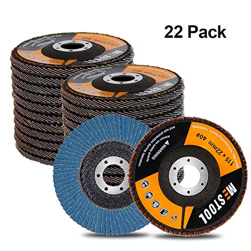 Mestool 22 Pack Flap Disc, 4.5' x 7/8', Type 29 Zirconia Abrasive Grinding Wheel and Flap Sanding Disc (40 Grit)