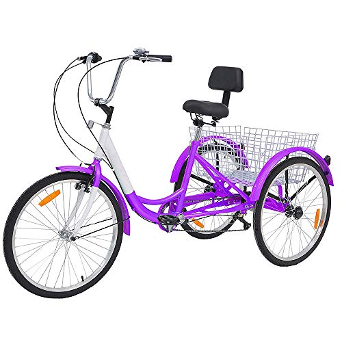 DoCred Adult Tricycles 7 Speed, Adult Trikes 20/24/26 inch 3 Wheel Bikes, Three-Wheeled Trike with Large Basket for Recreation, Shopping, Picnics Exercise Men's Women's Cruiser Bike