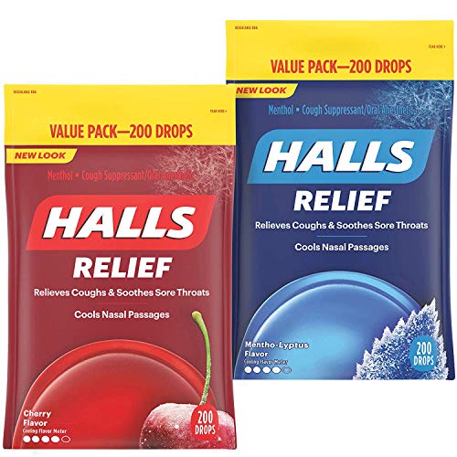 HALLS Relief Variety Pack, Cherry and Mentho-Lyptus Cough Drops, 2 Value Packs of 200 Drops (400 Drops Total)