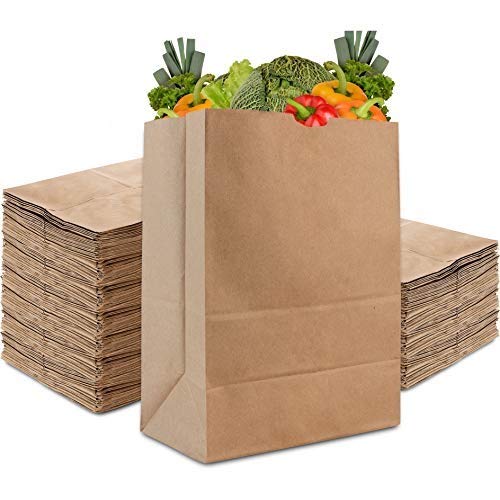 Stock Your Home 57 Lb Kraft Brown Paper Bags (100 Count) - Kraft Brown Paper Grocery Bags Bulk - Large Paper Bags for Grocery Shopping