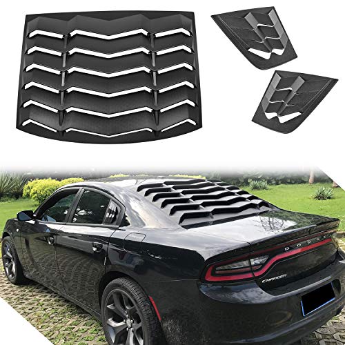 Rear and Side Window Louver for Dodge Charger 2011-2020 | Matte Black ABS Windshield Sun Shade Cover in GT Lambo Style