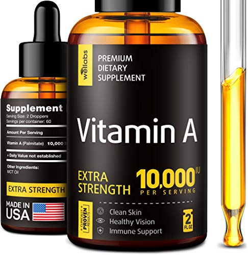 Vitamin A Supplement - Organic Vitamin A Palmitate - Made in The USA - Vitamin A Drops with MCT Oil - Natural Vitamin A 10000 IU for Immunity Support, Clean Skin & Healthy Vision