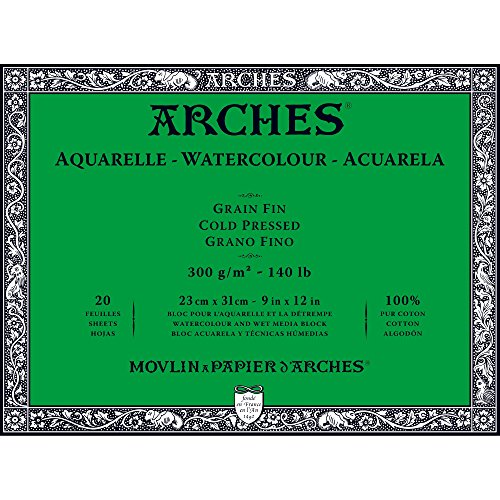 Arches Watercolor Paper Block, Cold Press, 9' x 12', 140 pound