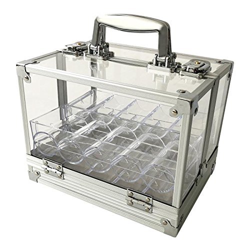 Yuanhe 600 Chip Clear Acrylic Poker Chip Locking Carrier-Includes 6 Chip Racks