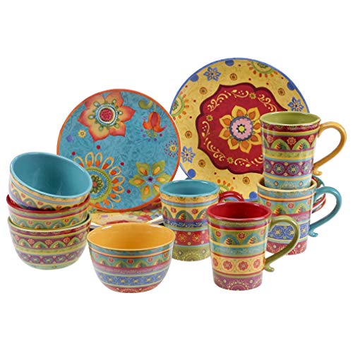 Certified International Tunisian Sunset 16 pc Set, Service for 4 Dinnerware, Dishes, Multicolored